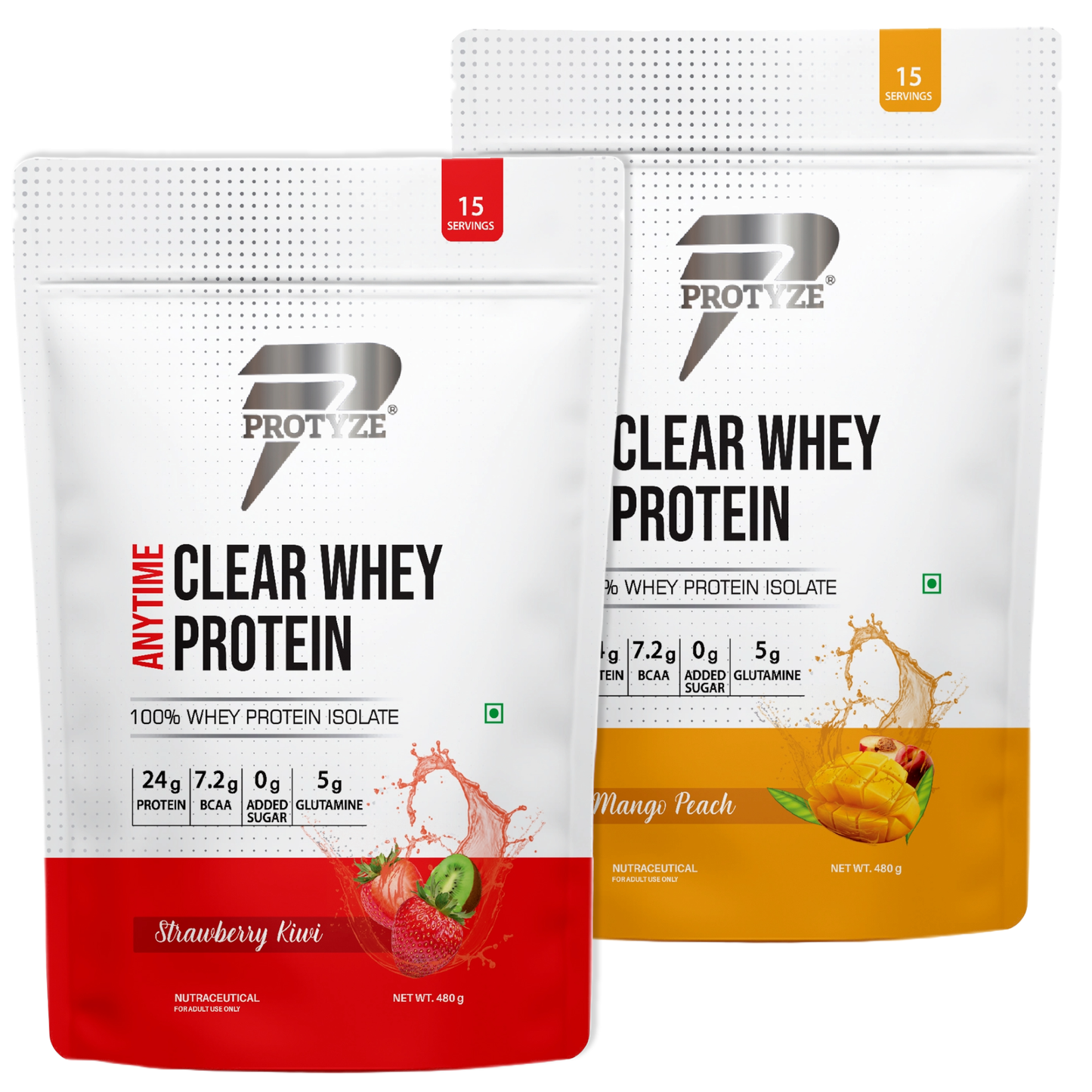 Protyze Anytime Clear Whey Isolate Combo Mango Peach + Strawberry Kiwi (30 Servings)