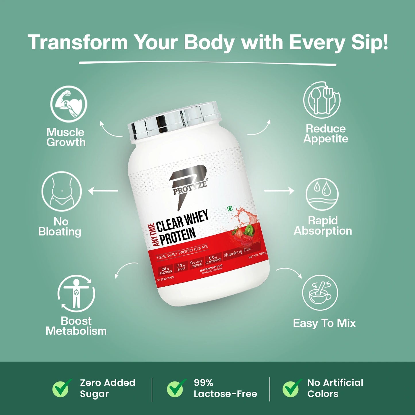 Anytime Clear Whey Protein Isolate, Strawberry Kiwi (30 Servings)