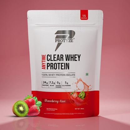 Anytime Clear Whey Protein Isolate, Strawberry Kiwi 15 Servings (24g Protein, Zero Added Sugar, Easy Digestion)