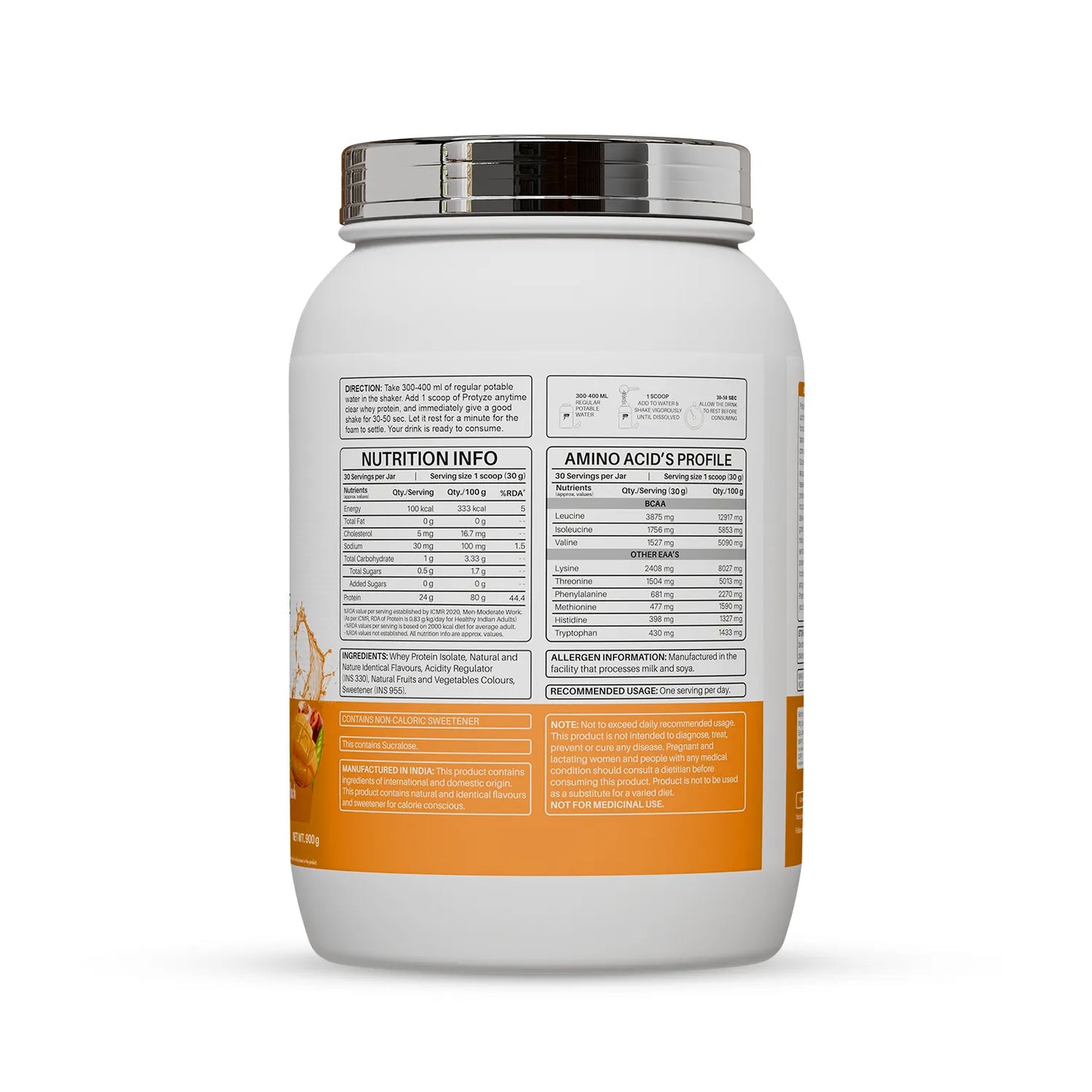 Anytime Clear Whey Protein Isolate, Mango Peach 30 Servings (24g Protein, Zero Added Sugar, Easy Digestion)