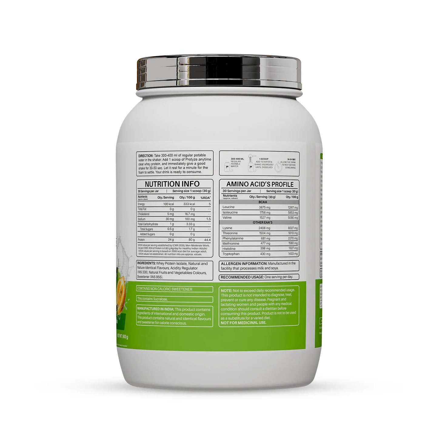 Anytime Clear Whey Protein Isolate, Nimbu Pani 30 Servings (24g Protein, Zero Added Sugar, Easy Digestion)