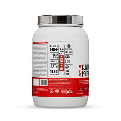 Anytime Clear Whey Protein Isolate, Strawberry Kiwi 30 Servings (24g Protein, Zero Added Sugar, Easy Digestion)