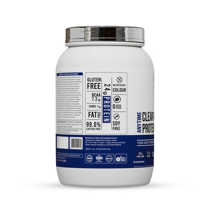 Anytime Clear Whey Protein Isolate, Blueberry Crush 30 Servings (24g Protein, Zero Added Sugar, Easy Digestion)