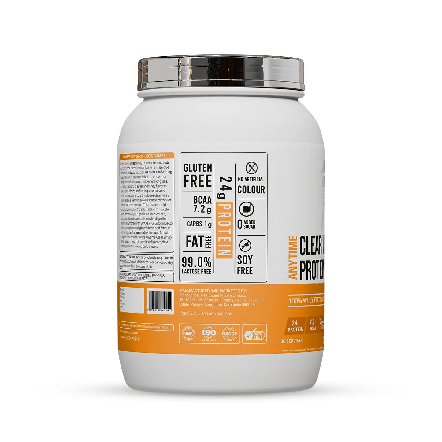 Anytime Clear Whey Protein Isolate, Mango Peach 30 Servings (24g Protein, Zero Added Sugar, Easy Digestion)