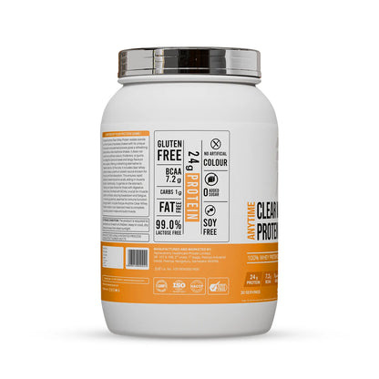 Anytime Clear Whey Protein Isolate, Mango Peach 30 Servings (24g Protein, Zero Added Sugar, Easy Digestion)