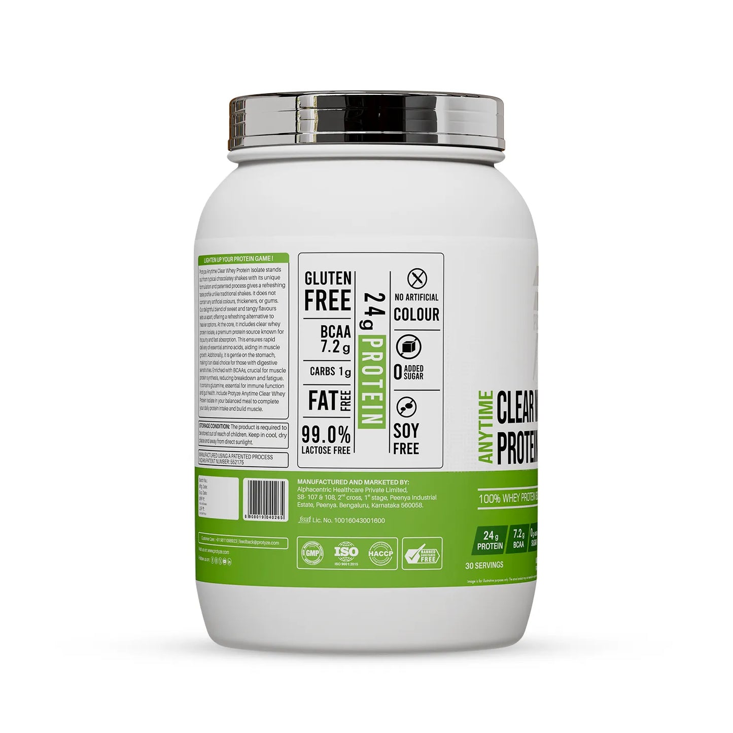 Anytime Clear Whey Protein Isolate, Nimbu Pani 30 Servings (24g Protein, Zero Added Sugar, Easy Digestion)