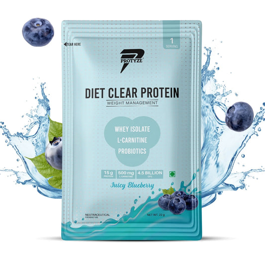 Protyze Diet Clear Protein, Juicy Blueberry (Pack of 30 Sachets)