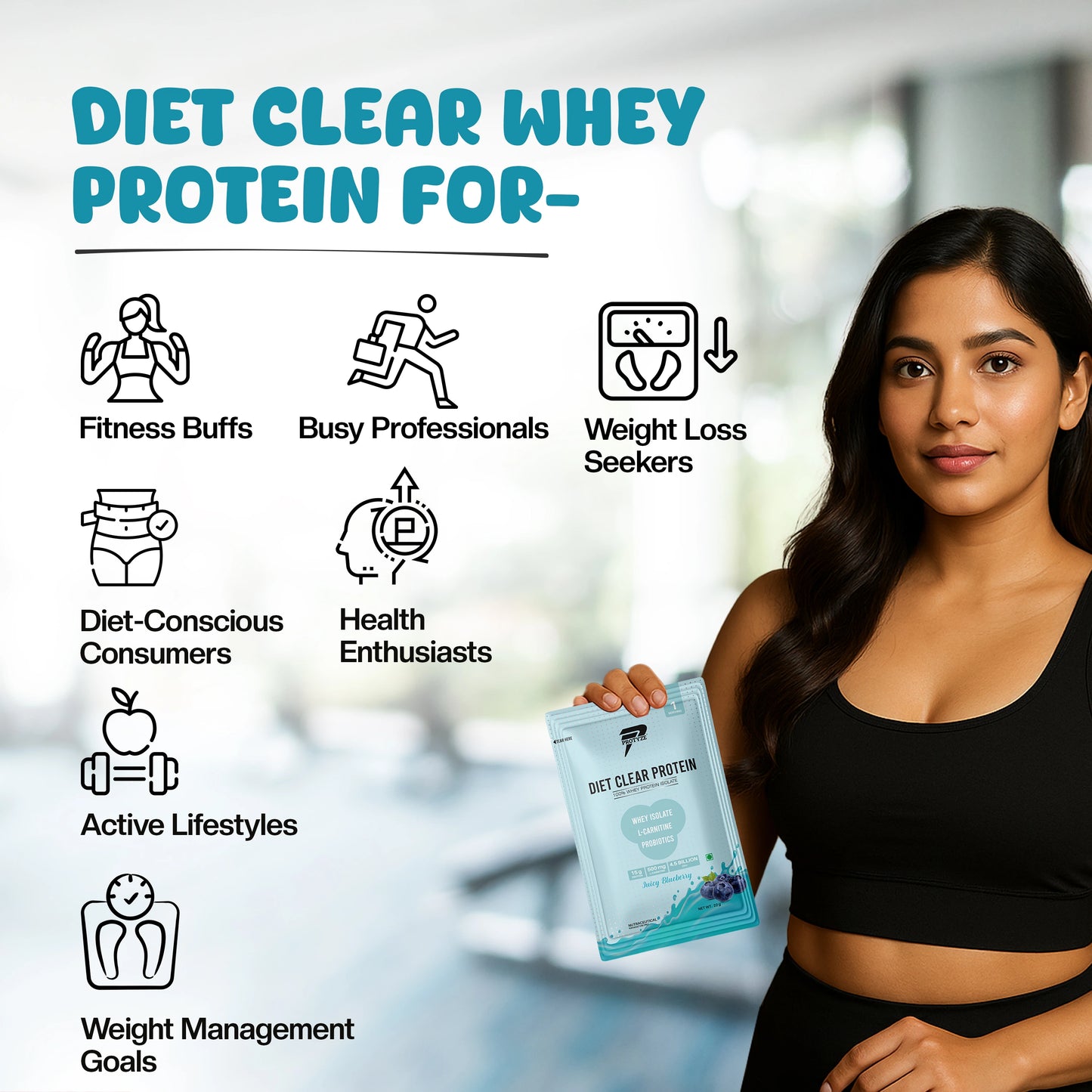 Diet Clear Protein, Juicy Blueberry (Pack of 15 Sachets)