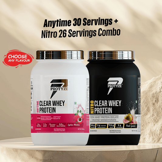 Protyze Clear Whey Protein Anytime Jar + Nitro Jar Combo (30+26 Servings)