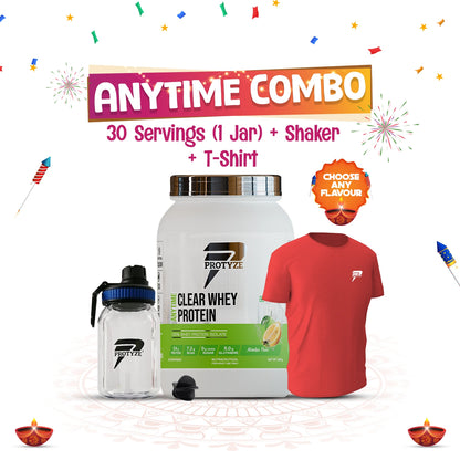 Protyze Clear Whey Isolate Anytime Jar + Shaker & T-Shirt Combo