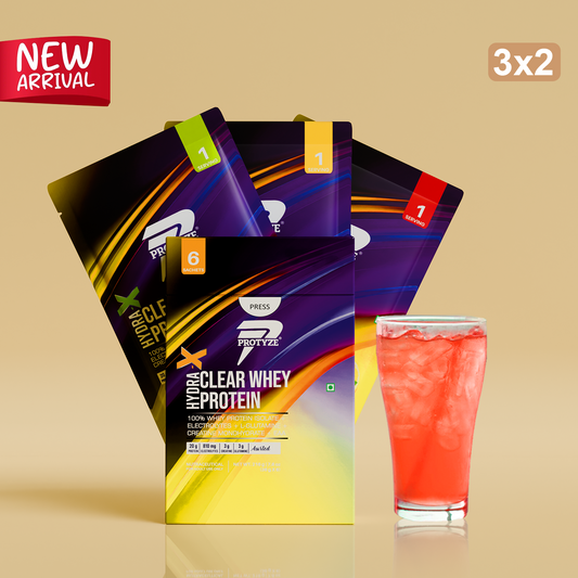 Hydra-X Clear Whey Protein, Assorted Flavours Pack of 6 Sachets (Fruit Punch, Lemon Lime, Pineapple)