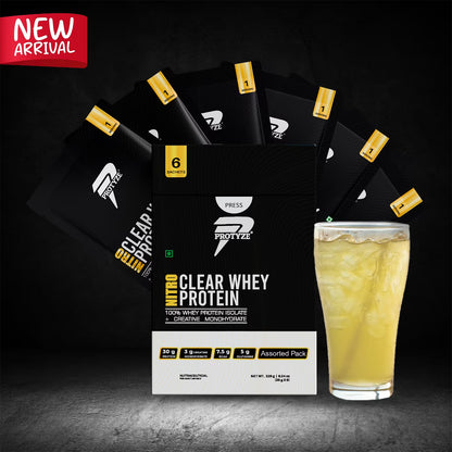 Protyze Nitro Clear Whey Protein Isolate With Creatine, 30g Protein, Lean Muscle Growth, Low Carb, Assorted (Pack Of 6)