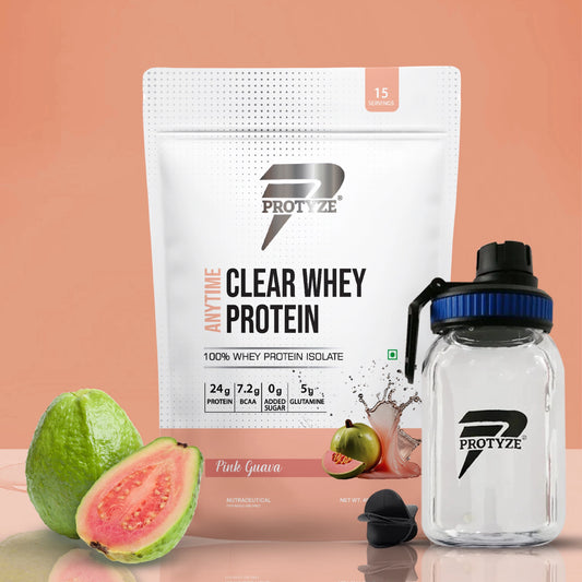 Anytime Clear Whey Protein Isolate, Pink Guava + Tritan Shaker with Breaker Ball.