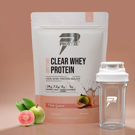 Anytime Clear Whey Protein Isolate, Pink Guava + Tritan Shaker with Breaker Ball.