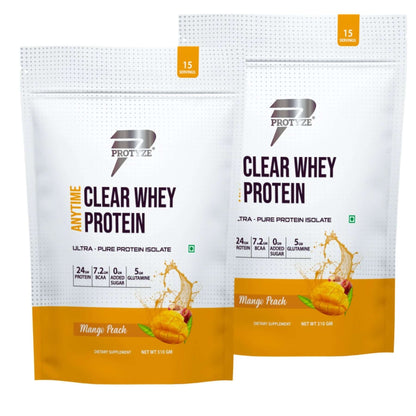 Protyze Clear whey isolate Mango Peach Combo Offer of 2 pack-30 Servings-1.02kg