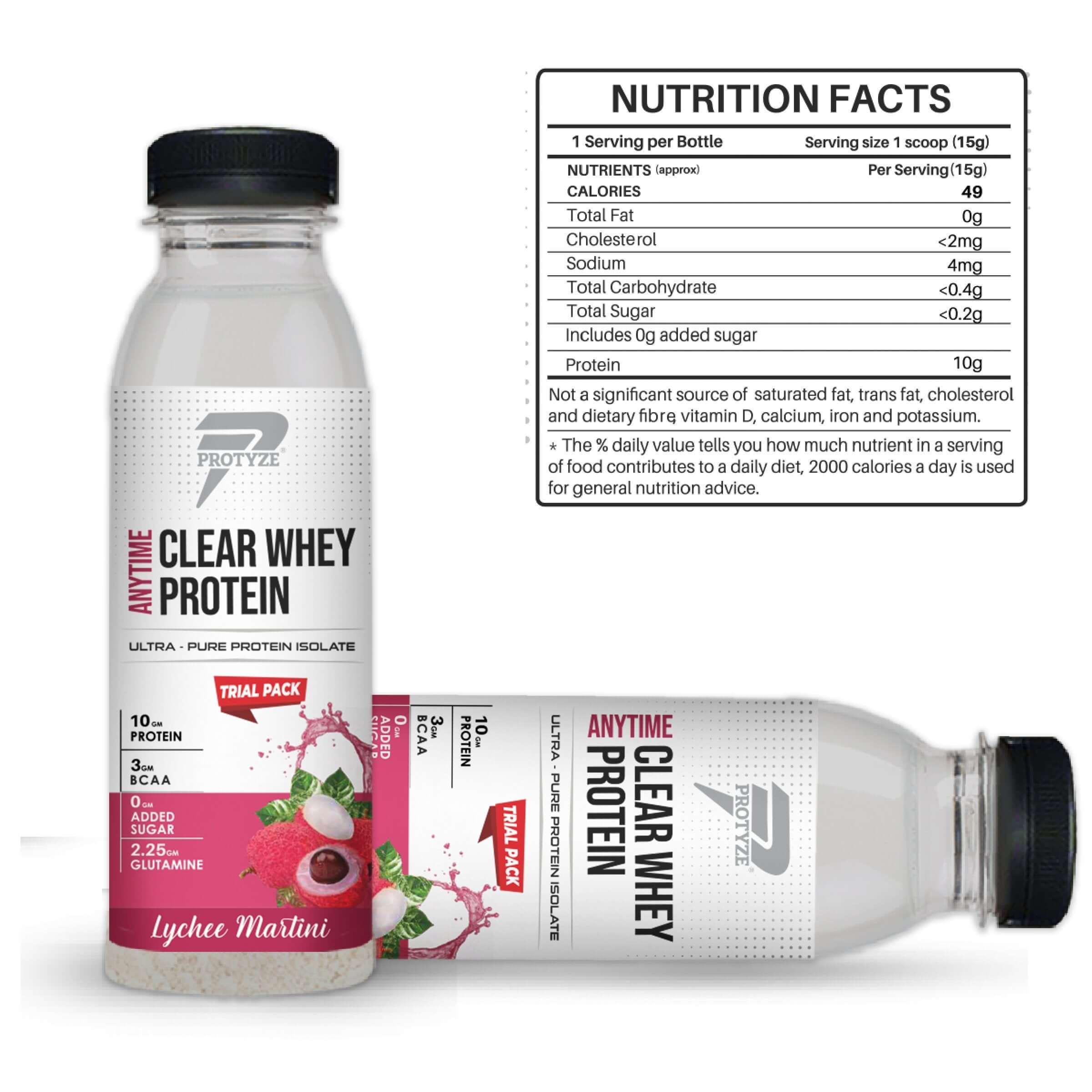 MYOD- Protyze Clear Whey Assorted flavour Trial Pack-(Mango Peach +Strawberry Kiwi +Blueberry Crush +Nimbu Pani+Lychee Martini)